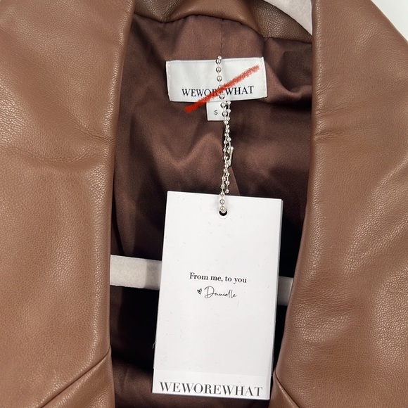 ❌SOLD❌ WeWoreWhat Vegan Leather Blazer in Cocoa Brown - Picture 12 of 12